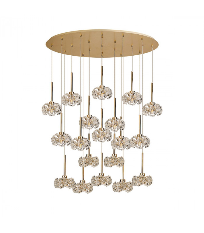 Salisbury 19 Light G9 3.5m Oval Multiple Ceiling Pendant With French Gold And Crystal Shade-4