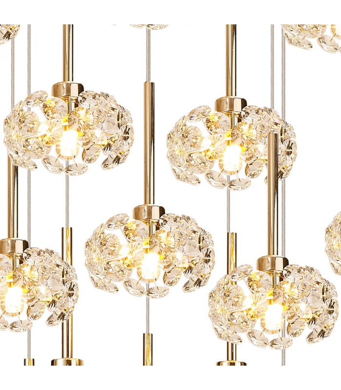 Salisbury 19 Light G9 3.5m Oval Multiple Ceiling Pendant With French Gold And Crystal Shade-6