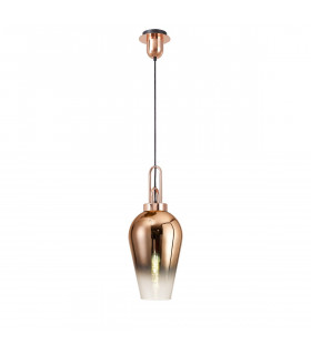 Yorktown Ceiling Pendant E27 With 23cm Pear Glass Copper Matt Black Clear-1