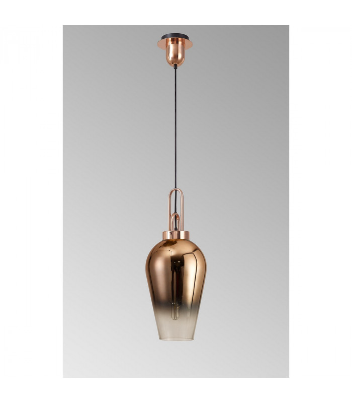 Yorktown Ceiling Pendant E27 With 23cm Pear Glass Copper Matt Black Clear-10