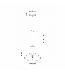 Corinth Wide Ceiling Pendant E27 Antique Brass Inky Black Glass-2