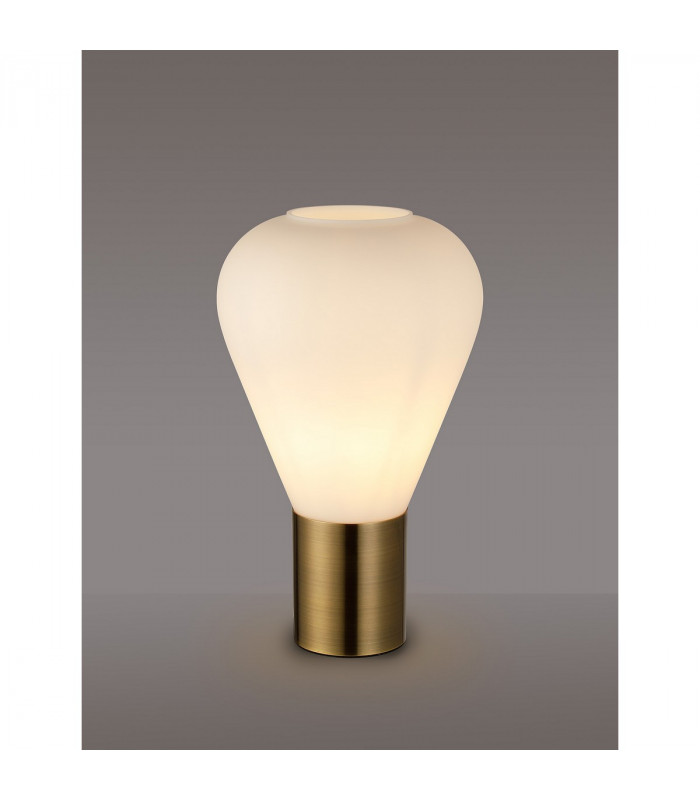 Corinth Narrow Table Lamp E27 Antique Brass Opal Glass-3