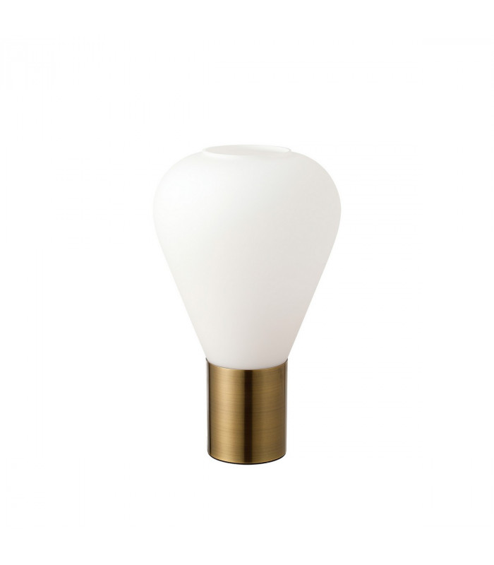 Corinth Narrow Table Lamp E27 Antique Brass Opal Glass-4