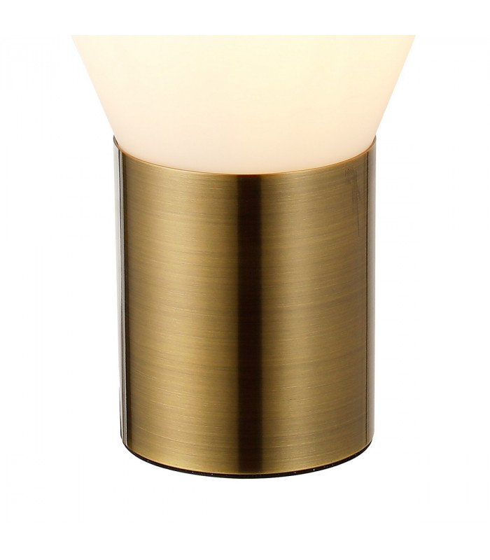 Corinth Narrow Table Lamp E27 Antique Brass Opal Glass-5