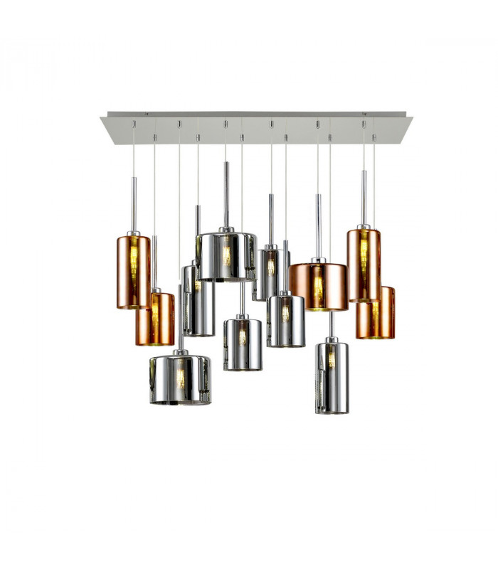 Baldwin Linear Ceiling Pendant 2m 12 Light G9 Polished Chrome Chrome Copper Type A B C Shade-1