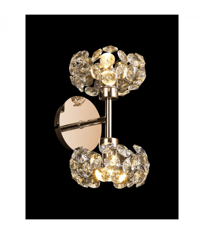 Salisbury 2 Light G9 Switched Up Down Wall Lamp With French Gold And Crystal Shade-3