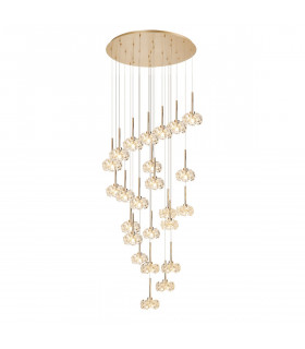 Salisbury 24 Light G9 5m Round Multiple Ceiling Pendant With French Gold And Crystal Shade-1
