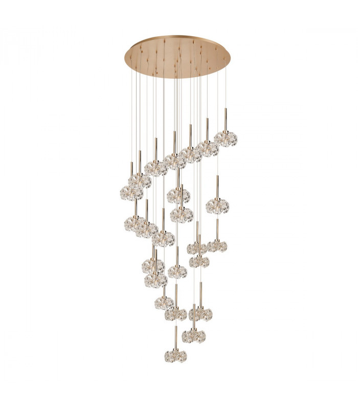 Salisbury 24 Light G9 5m Round Multiple Ceiling Pendant With French Gold And Crystal Shade-4