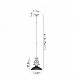 Worcester Ceiling Pendant E27 With 30cm Round Glass Shade Matt Black Smoked-2