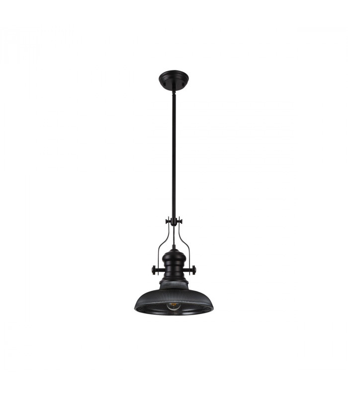 Worcester Ceiling Pendant E27 With 30cm Round Glass Shade Matt Black Smoked-4