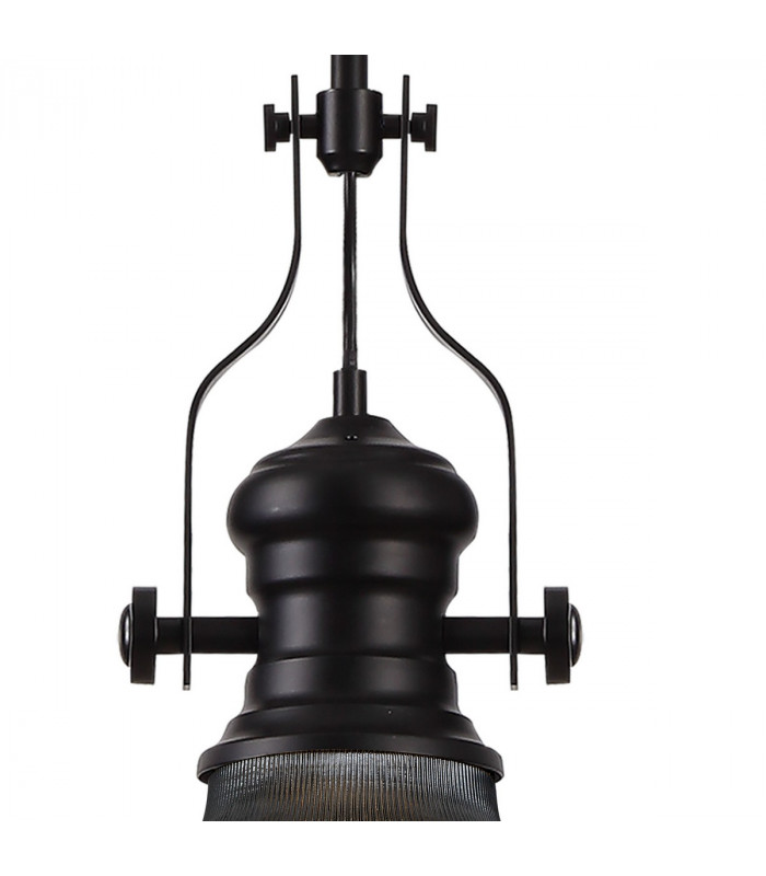 Worcester Ceiling Pendant E27 With 30cm Round Glass Shade Matt Black Smoked-6