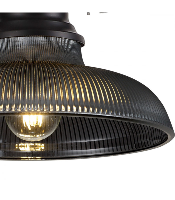 Worcester Ceiling Pendant E27 With 30cm Round Glass Shade Matt Black Smoked-7