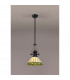 Worcester Ceiling Pendant E27 With 30cm Tiffany Shade Matt Black Green Cream Crystal-3