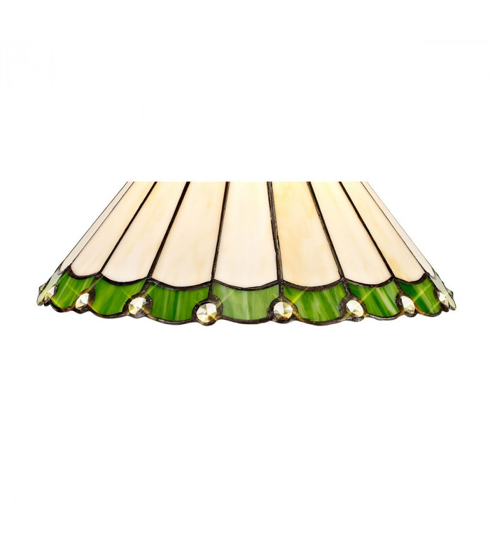 Worcester Ceiling Pendant E27 With 30cm Tiffany Shade Matt Black Green Cream Crystal-9