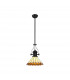 Worcester Ceiling Pendant E27 With 30cm Tiffany Shade Matt Black Amber Cream Crystal-1