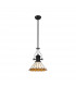 Worcester Ceiling Pendant E27 With 30cm Tiffany Shade Matt Black Amber Cream Crystal-4