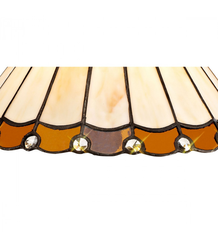 Worcester Ceiling Pendant E27 With 30cm Tiffany Shade Matt Black Amber Cream Crystal-10