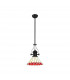 Worcester Ceiling Pendant E27 With 30cm Tiffany Shade Matt Black Red Cream Crystal-1