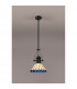 Worcester Ceiling Pendant E27 With 30cm Tiffany Shade Matt Black Blue Cream Crystal-3