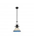 Worcester Ceiling Pendant E27 With 30cm Tiffany Shade Matt Black Blue Cream Crystal-4