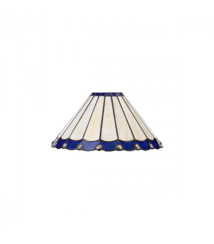 Worcester Ceiling Pendant E27 With 30cm Tiffany Shade Matt Black Blue Cream Crystal-8