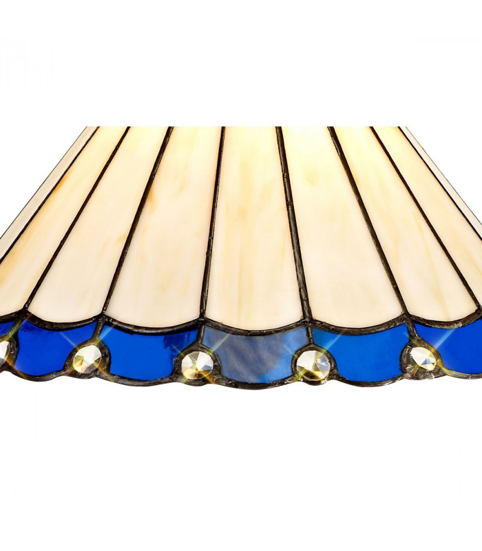 Worcester Ceiling Pendant E27 With 30cm Tiffany Shade Matt Black Blue Cream Crystal-9
