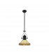 Worcester Ceiling Pendant E27 With 30cm Tiffany Shade Matt Black Amber Cream Crystal-1