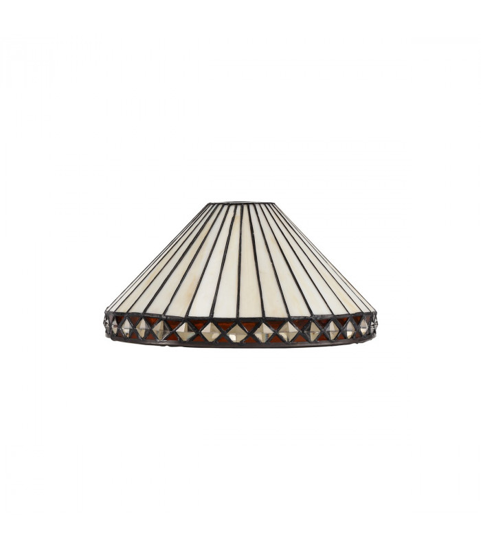 Worcester Ceiling Pendant E27 With 30cm Tiffany Shade Matt Black Amber Cream Crystal-8
