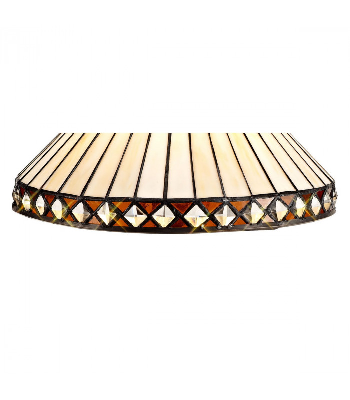 Worcester Ceiling Pendant E27 With 30cm Tiffany Shade Matt Black Amber Cream Crystal-9
