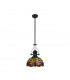 Worcester Ceiling Pendant E27 With 30cm Tiffany Shade Matt Black Blue Orange Crystal-4
