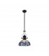 Worcester Ceiling Pendant E27 With 30cm Tiffany Shade Matt Black Blue Clear Crystal-1