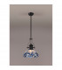Worcester Ceiling Pendant E27 With 30cm Tiffany Shade Matt Black Blue Clear Crystal-3