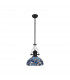 Worcester Ceiling Pendant E27 With 30cm Tiffany Shade Matt Black Blue Clear Crystal-6