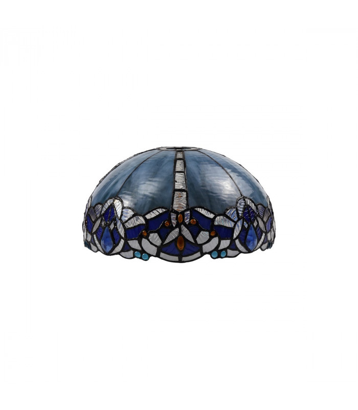 Worcester Ceiling Pendant E27 With 30cm Tiffany Shade Matt Black Blue Clear Crystal-10