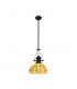 Worcester Ceiling Pendant E27 With 30cm Tiffany Shade Matt Black Beige Clear Crystal-1