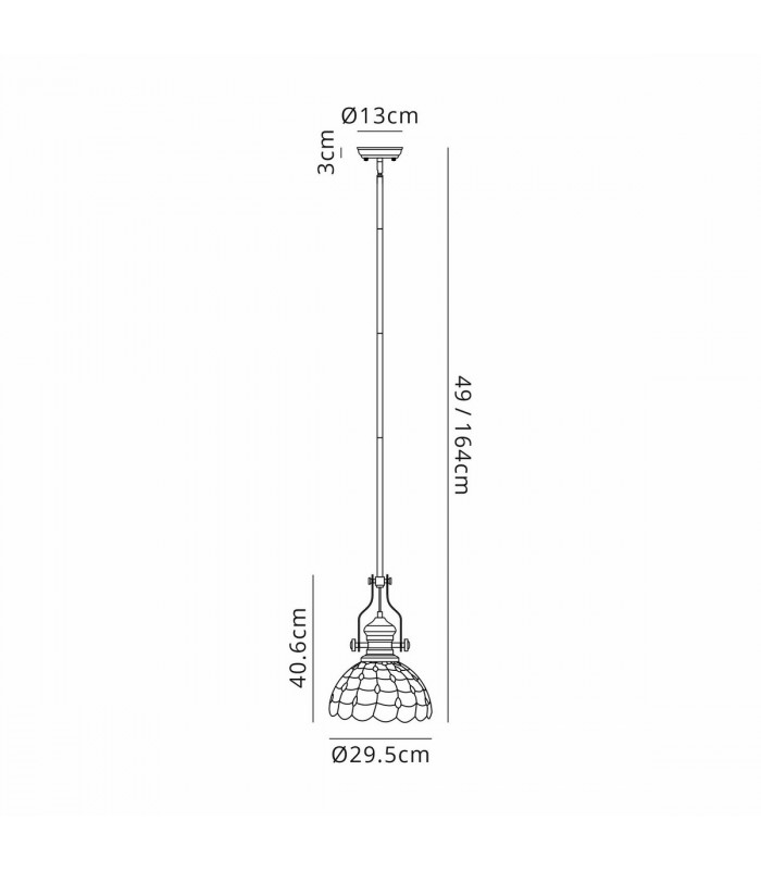 Worcester Ceiling Pendant E27 With 30cm Tiffany Shade Matt Black Beige Clear Crystal-2