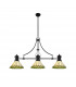 Worcester 3 Light Linear Ceiling Pendant E27 With 30cm Tiffany Shade Matt Black Green Cream Crystal-1