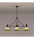 Worcester 3 Light Linear Ceiling Pendant E27 With 30cm Tiffany Shade Matt Black Green Cream Crystal-3