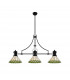 Worcester 3 Light Linear Ceiling Pendant E27 With 30cm Tiffany Shade Matt Black Green Cream Crystal-4