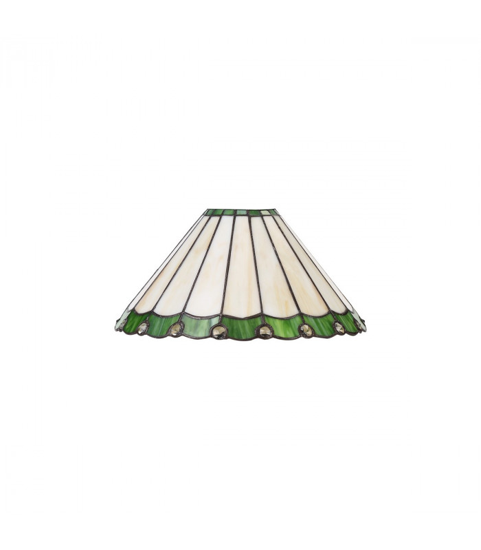 Worcester 3 Light Linear Ceiling Pendant E27 With 30cm Tiffany Shade Matt Black Green Cream Crystal-8
