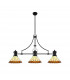 Worcester 3 Light Linear Ceiling Pendant E27 With 30cm Tiffany Shade Matt Black Amber Cream Crystal-1