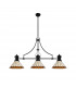 Worcester 3 Light Linear Ceiling Pendant E27 With 30cm Tiffany Shade Matt Black Amber Cream Crystal-4