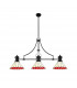 Worcester 3 Light Linear Ceiling Pendant E27 With 30cm Tiffany Shade Matt Black Red Cream Crystal-1