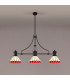 Worcester 3 Light Linear Ceiling Pendant E27 With 30cm Tiffany Shade Matt Black Red Cream Crystal-3