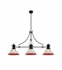 Worcester 3 Light Linear Ceiling Pendant E27 With 30cm Tiffany Shade Matt Black Red Cream Crystal-4