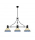 Worcester 3 Light Linear Ceiling Pendant E27 With 30cm Tiffany Shade Matt Black Blue Cream Crystal-1