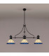 Worcester 3 Light Linear Ceiling Pendant E27 With 30cm Tiffany Shade Matt Black Blue Cream Crystal-3