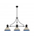 Worcester 3 Light Linear Ceiling Pendant E27 With 30cm Tiffany Shade Matt Black Blue Cream Crystal-4