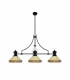 Worcester 3 Light Linear Ceiling Pendant E27 With 30cm Tiffany Shade Matt Black Amber Cream Crystal-1