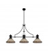 Worcester 3 Light Linear Ceiling Pendant E27 With 30cm Tiffany Shade Matt Black Amber Cream Crystal-4